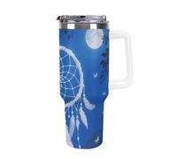 40 Oz Stainless Steel White Fantasy Dream Catcher Tumbler with Handle Leakproof Vacuum Insulated Travel Mug for Hot & Cold Drinks Sport Water Bottle Cup Ideal for Commuting Gym Outdoor Adventures