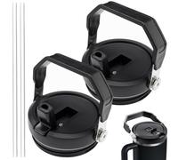 40 oz Stanley Quencher Tumbler Leak-Proof Handle Flip Straw Lid Replacement, Black (2 Pieces)