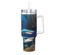 40 OZ Submarine Shark Coral Ice Bully Cup Sturdy and Durable Sturdy for Outdoor Sports Commuting Camping Work Use