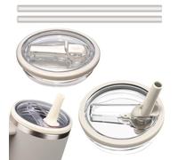 40 OZ Tumbler Flip Straw Lid Replacement Fit for Stanley Quencher, 2 Pcs Leak Proof Spill Proof Reusable Tumbler Lids Compatible with Stanley Cup Accessories(Cream)