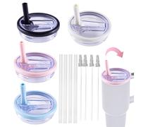 40 OZ Tumbler Flip Straw Lid Replacement Fit for Stanley Quencher Tumbler,Reusable Tumbler Cover(4 Pack)