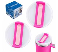 40 OZ Tumbler Lid Replacement Compatible for Stanley Quencher, 2 Pack Spill Proof Clear Tumbler Covers for Stanley Cup Accessories(Opaline-Hot Pink)