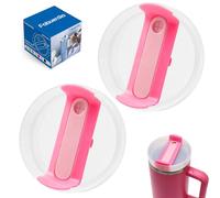 40 OZ Tumbler Lid Replacement Compatible for Stanley Quencher, 2 Pack Spill Proof Clear Tumbler Covers for Stanley Cup Accessories(Opaline-Hot Pink)