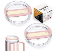 40 OZ Tumbler Lid Replacement Fit for Stanley Cup, 2 Pack Clear Replacement Lids Fit for Stanley Travel Tumbler, Spill Proof Tumbler Covers for Stanley Cup Accessories (Peach Whip Cabana Gloss)