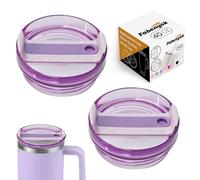 40 OZ Tumbler Lid Replacement Fit for Stanley Cup, 2 Pack Clear Replacement Lids Fit for Stanley Travel Tumbler, Spill Proof Tumbler Covers for Stanley Cup Accessories (Purple)