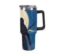 40 Oz Tumbler with Handle And Straw Moonlight Watercolor Style Ninja Leak Resistant Tumblers Reusable Stainless Steel Travel Mug Fits in Cup Holder Vacuum Insulated Water Bottle for Women Men
