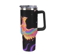 40 Oz Tumbler with Handle And Straw Radiant Phoenix Leak Resistant Tumblers Reusable Stainless Steel Travel Mug Fits in Cup Holder Vacuum Insulated Water Bottle for Women Men
