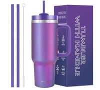 40 oz Tumbler with Handle and Straw, Vacuum Insulated Stainless Steel Double Wall Water Bottle Travel Mug - Holiday Gifts for Women Men - Aurora