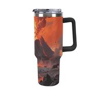 40 Oz Tumbler with Handle And Straw - Volcano Wonder Insulated Stainless Steel Water Bottle, Leak-Proof Double Wall Vacuum Thermal Cup, Car Cup Holder Friendly, BPA-Free Travel Mug