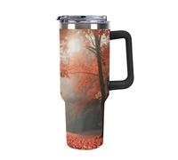 40 Oz Tumbler with Handle Autumn Maple Forest Stainless Steel Coffee Mug Reusable Travel Mug Leak-proof Insulated Car Cup Large Capacity Tumbler for Travel, Outdoor, Home Use (Black)