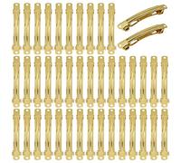 40 Pack 3.15 Inch Silver Gold Bronze Blank Rectangle Metal French Barrette Hair Clips DIY Crafting Clips Snap Hair Clips Ponytail Holder Bun Chignon Twist Hairclips Accessories for Women Girl (Gold)