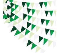 40 Pack 32Ft Green Bunting Banner Party Decorations Triangle Flag Pennant Garland Streamers for Wedding Birthday Baby Shower Engagement Carnival Picnic Outdoor Garden Hanging Festivals Decor Supplies