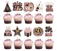 40 Pack 50th Cupcake Toppers Hello 50 Straight Outta 1976 Birthday Cake Decoration for Happy 50th Birthday Best Wishes 50 Years Cake Decoration for Birthday Wedding Cake Decoration Rose Gold Black