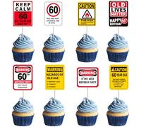 40 Pack 60th Birthday Cupcake Toppers Glitter Sixty Keep Calm 60th Hazard Of Old Age It's My 60th Cheers to 60 Cupcake Picks Happy 60th Birthday Cupcake Decorations for Birthday Party Supplies