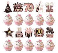 40 Pack 70th Cupcake Toppers Hello 70 Straight Outta 1956 Birthday Cake Decoration for Happy 70th Birthday Best Wishes 70 Years Cake Decoration for Birthday Wedding Cake Decoration Rose Gold Black