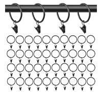 40 Pack Black Curtain Rings with Clips - Heavy Duty Metal Rustproof Drapery Ring Hooks for 1 Inch Rods, for Living Room, Bedroom Window Drapes