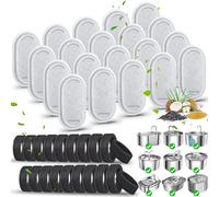 40 Pack Cat Water Fountain Filters, Eyehoce Cat Fountain Filters Replacement for Stainless Steel 108/3.2L& 67oz/2L Adjustable Water Flow Pet Water Fountain, 20 Activated Carbon Filters+20 Sponges