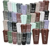 40 Pack Christian Coffee Cups with Lids, 470ml Reusable Plastic Tumblers with Double Sided Bible Verses, Bulk Religious Gifts for Women Men, Church, Christening & Sunday School (Morandi Colours)
