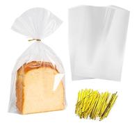 40 Pack Clear Bread Bags For Homemade Bread,Reusable Plastic Loaf Packing with Ties,Large Bags,Bulk Home Bakers And Large Bakery Owners (11.8x13.4x3.9 inch)