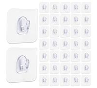 40 Pack Clear Wall Hooks, Command Small Plastic Adhesive Hooks for Hanging for The Bathroom Kitchen with Drill-Free Wall (Clear)