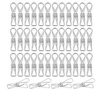 40 Pack Clothes Pegs for Washing Line, Stainless Steel Strong Grip Metal Laundry Clips for Washing Line, Snack Bags, Towels, Paper Files, Clothes Pegs Clips for Home Kitchen Office (40Pcs)