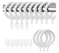 40 Pack Curtain Rings and Hooks, KissDate White 42mm Hanging Rings Hooks Plastic White Curtain Rings with Hooks for Hanging Curtains Drape Sliding Eyelet Rings