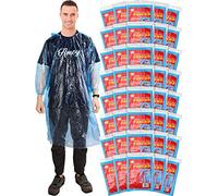 40 Pack Disposable Rain Ponchos for Adults Disposable Ponchos Pack with Drawstring Hood Elastic Sleeves Raincoat for Camping (Blue), Blue, 5