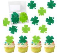 40 Pack Edible St. Patricks Day Cupcake Toppers Wafer Paper Shamrock Leprechauns Irish Holiday St Patrick's Day Cupcake Picks Saint Patricks Day Cake Decorations Party Supplies Style 2