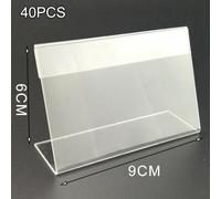 40 Pack For Mini Acrylic Sign Display Holder for Name Card Tag Label Stand Bracket L Shape Table Top Poster Rack Utility Pole Mount (6 * 9cm)