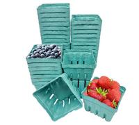 40 Pack Green Berry Basket 1 Pint, Pulp Fiber Vented Produce Containers Farmers Market Basket, Fruit & Vegetable Containers