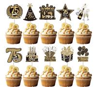 40 Pack Happy 75th Birthday Cupcake Toppers Double Sided Seventy-five Hello 75 Vintage 1951 Cupcake Picks Straight Outta 1951 Cake Decorations for Cherrs to 75 Years 75th Birthday Party Supplies