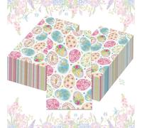 40 Pack Happy Easter Guest Napkins - 7.9 x 4.3 Inches Disposable Paper Napkins with Egg, Spring Floral, and Bunny Patterns for Home Family Dinners, Holiday Easter Party Supplies, Bathroom Hand Towels