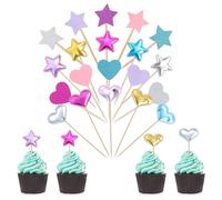 40 Pack Heart Cupcake Toppers Glitter Sweet Love Cupcake Picks Leather Reflective Glitter Cake Decorating Toppers Christmas Cake Topper Happy Birthday Wedding Baby Shower Cakes Decorations