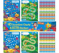 40 Pack Incentive Chart, 2 Adorable Designs with 1078 Stickers, Classroom Family Reward Chart System for Kids Homework Assignments, Attendance, Good Behavior, Chores, Potty Training Progress