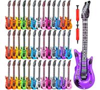 40 Pack Inflatable Guitar Blow up Guitar Bulk Inflatable Rock Star Guitars with Air Pump for 80s 90s Themed Carnival Birthday Party Favor, 12 Colors