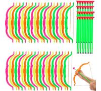 40 Pack Kids Bow and Arrow Set Mini Play Bow and Arrow Plastic Archery Shooter Toy for Sport Game Party Favors, 4 Random Colors