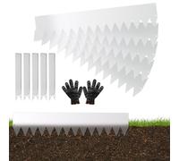40 Pack Landscape Edging 100x20cm Flexible Steel Border for Lawn Sharp Saw Teeth with Clips & Gloves Hammer-in Garden Edging 40M Total Length Silver Finish