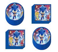 40 Pack of Blue Hedgehog Birthday Party Supplies, 20 Plates, and 20 Napkins