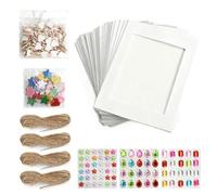 40 Pack Paper Picture Frames Photo Frame Hanging Photo Board with Wooden Clips & String for Birthday & Wedding Home School Office Wall Decoration