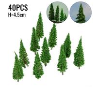 40-Pack Plastic Model Trees for Train Railroad Dioramas, Wargaming & Miniature Landscaping - 3.5 cm and 4.5 cm Tall, Green Shrub Decor for Sand Tables and Landscapes(H 4.5CM)