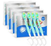 40 Pack Prepasted Mini Disposable Toothbrushes - No Water Travel Toothbrush with Built-in Greentea Bead for Hotel Camping Flight Car Guest Use - 10ct per Portable Case Essentials for Women Men Kids