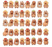 40 Pack Resin Animals, Solid Colors and Glow in The Dark Mini Resin Capybara Figurines, Small Resins Animal Suitable for DIY Garden Dollhouse Animals Accessories Micro Landscape Party Decoration