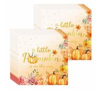 40 Pack Thanksgiving Paper Napkins, Autumn Harvest Festival Dinner Napkins with Pumpkin & Maple Leaf Design, Festive Paper Serviettes for Thanksgiving Table Decorations, Fall Party Supplies