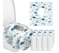 40 Pack Toilet Seat Covers Disposable for Kids Toddlers & Adults, Extra Large Waterproof Toilet Cover Individually Wrapped Travel Essential Portable Potty Training in Public Restrooms, Trip - Dinosaur