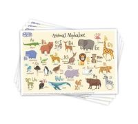 40 Pack Waterproof Disposable Placemats for Baby, Place mats for Kids, Toddler - Kids Placemats for Dining Table Tyke, Restaurants, and Travel (Dinosaur and Animal Alphabet Theme)