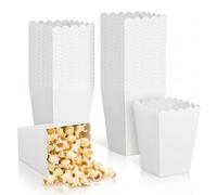 40 Pack White Mini Popcorn Boxes, 3 x 4.2 x 2.2 in Cardboard Snack Containers, Scalloped Treat Boxes for Party Supplies, Movie Night, Carnival, Wedding, Baby Shower