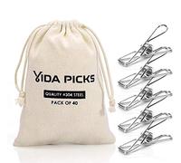 40 Pack Wire Clothes Pins Heavy Duty Outdoor, Stainless Steel ClothesPins for Hanging Clothes, Metal Clothes Pegs, Clothing Clips, Laundry Pins 1.8mm Diameter 6cm Long