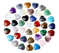 40 PCS 0.8 inch Heart Shaped Crystals Heart Stones Love Cute Tiny Trinket Crystal Stone Rose Quartz Amethyst Set Reiki Healing Crystal Worry Stone