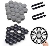 40 PCS 17 mm Wheel Nut Cap Universal Hub Screw Cover Black/Gray Hexagonal Tire Nut Covers with 2 PCS Removal Tools Car Accessories for Most Car Wheels