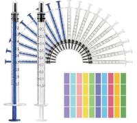 40 Pcs 1ml Colostrum Collector Syringes with Caps & Label Stickers (20 Blue + 20 White) - Individually Sealed Sterile Small Oral Syringes for Breast Milk Storage, Pet Medicine & Small Liquid Dosing